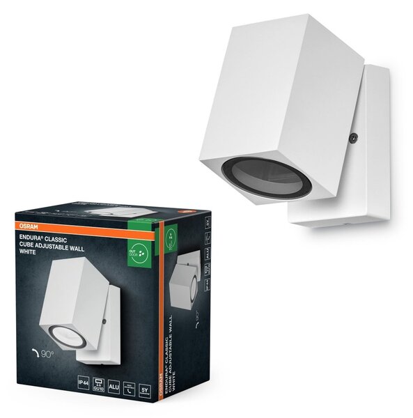 Nastavitelné venkovní nástěnné svítidlo Endura Classic Cube, Bílá, GU10