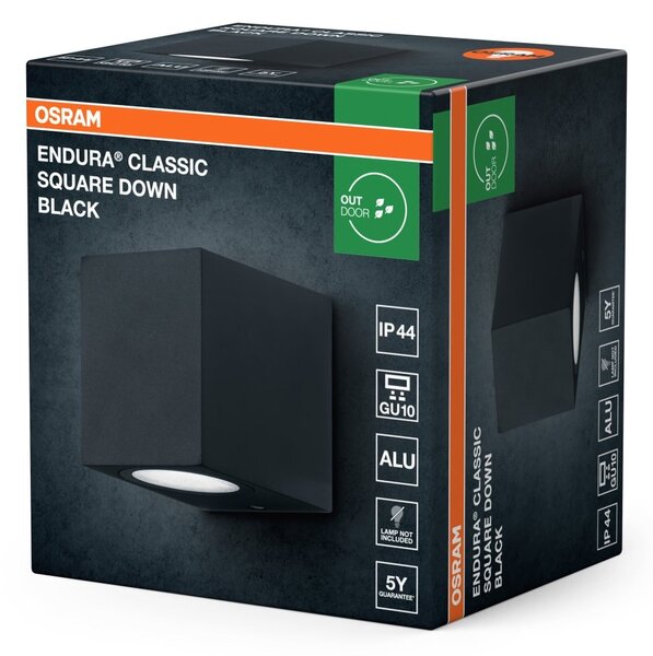 ENDURA Classic černé čtvercové downlight svítidlo 68mm
