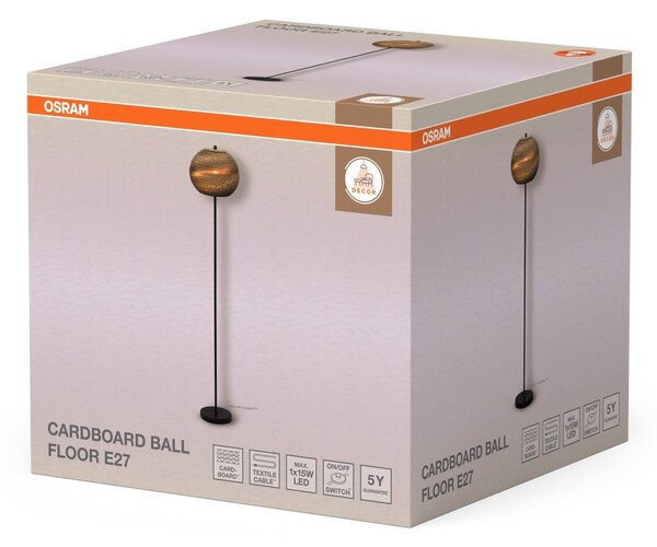 Hnědá dekorativní stojací lampa E27 Ball