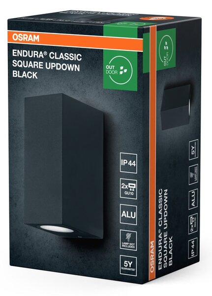 ENDURA Classic černé čtvercové UpDown svítidlo 68mm