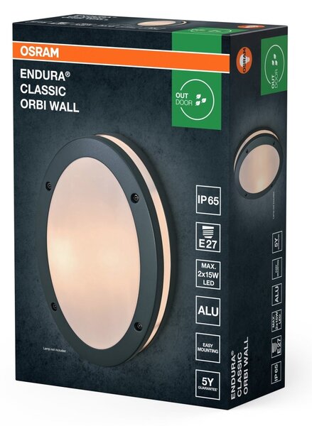 Nástěnné svítidlo Endura Classic Orbi, E27, IP65, tmavě šedé