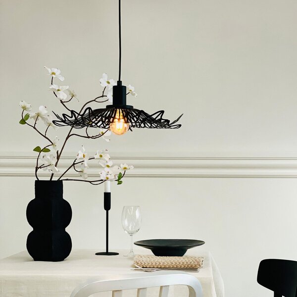 Závěsná svítidlo Dyberg Larsen, Flora, stmívatelné, Černá, Obývací pokoj, Kov, Design
