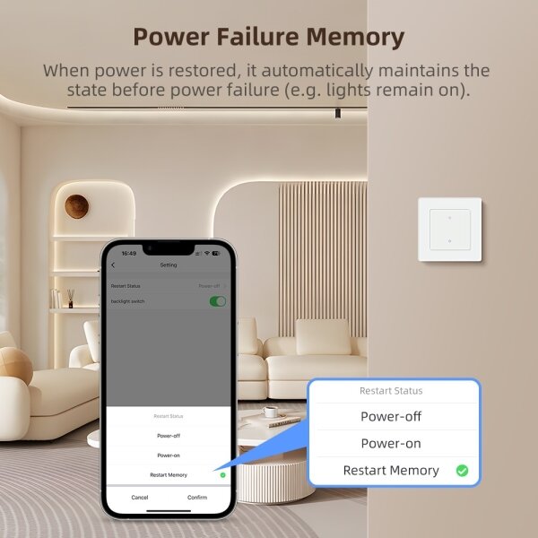 Immax NEO 07538L - Vypínač 1-tlačítkový SMART 230V Wi-Fi Tuya