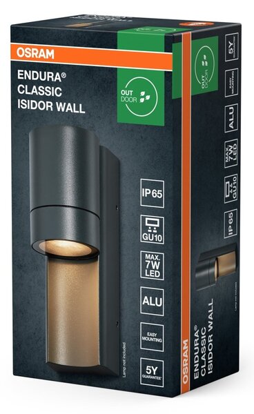 Nástěnné svítidlo Endura Classic Isidor, IP65, tmavě šedé