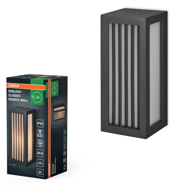 Nástěnné svítidlo Endura Classic Radick, E27, IP65, tmavě šedé