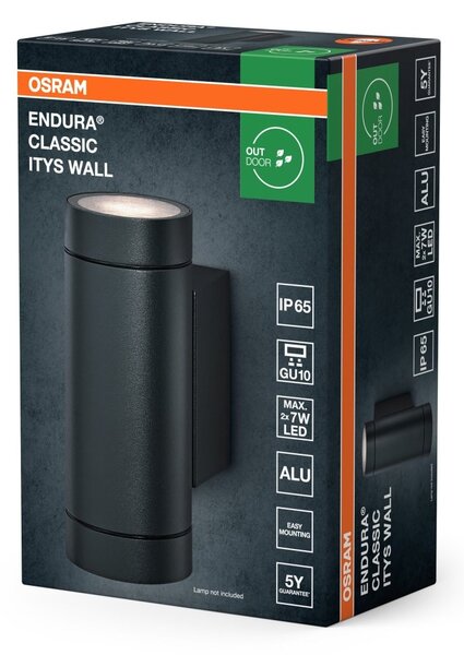 Nástěnné svítidlo Endura Classic Itys, GU10, IP65, tmavě šedé