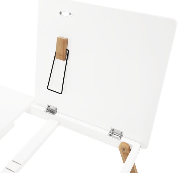 KONDELA Příruční stolek na notebook / držák na tablet, bílá / přírodní bambus, MELTEN