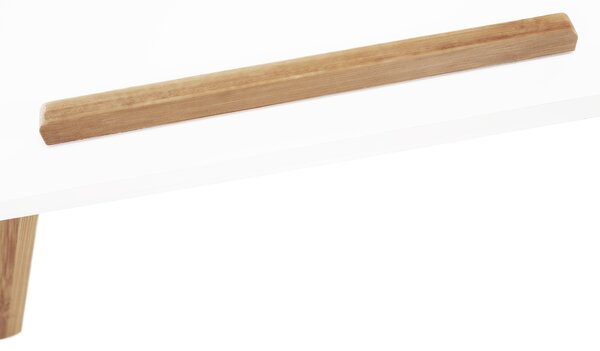 KONDELA Příruční stolek na notebook / držák na tablet, bílá / přírodní bambus, MELTEN