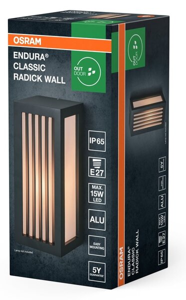 Nástěnné svítidlo Endura Classic Radick, E27, IP65, tmavě šedé