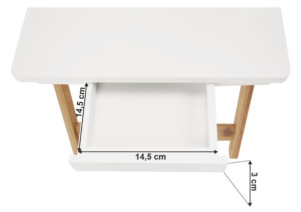 KONDELA Příruční stolek na notebook / držák na tablet, bílá / přírodní bambus, MELTEN
