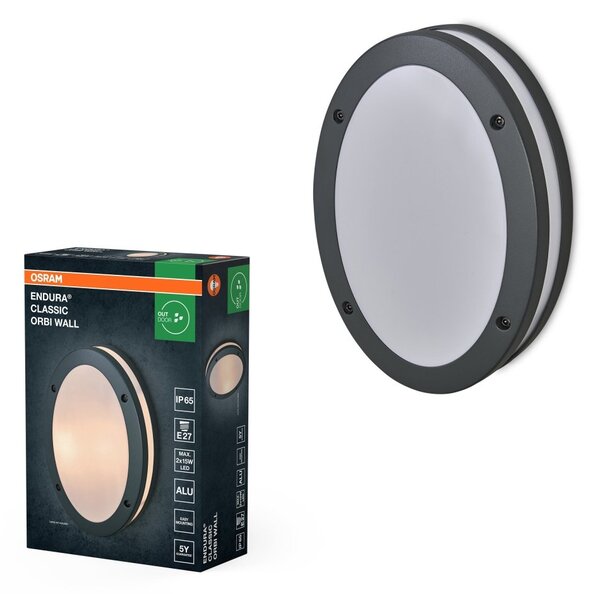 Nástěnné svítidlo Endura Classic Orbi, E27, IP65, tmavě šedé