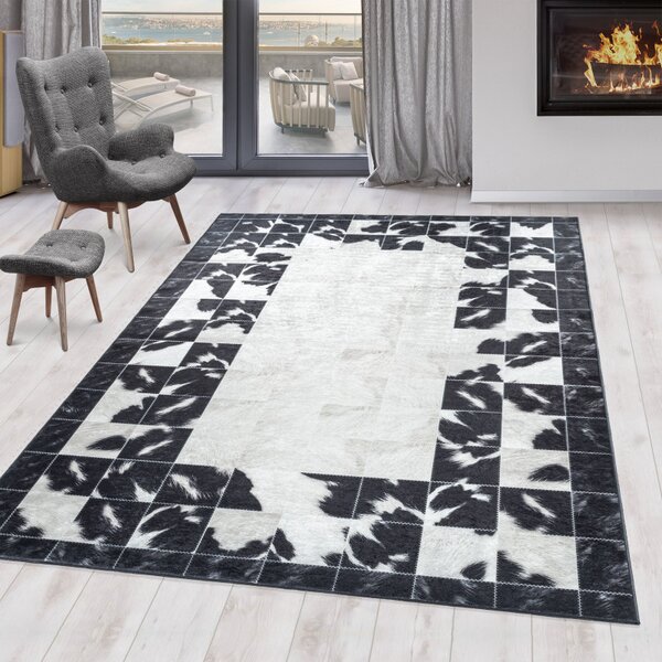 Ayyildiz, Kusový koberec Fiesta 4307 black, 80x150, černobílá, chodba / předsíň