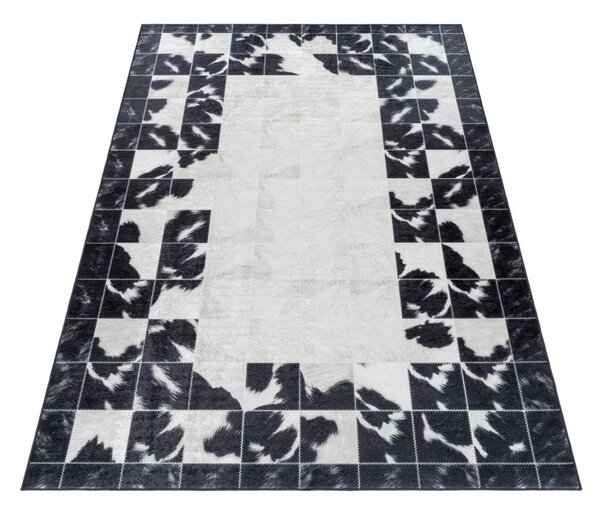 Ayyildiz, Kusový koberec Fiesta 4307 black, 80x150, černobílá, chodba / předsíň