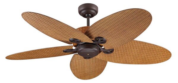 Stropní ventilátor Fijian II, hnědý, Ø 132 cm, tichý – Beacon Beacon Lighting, Fijian II, Hnědá / Rezavá, Obývací pokoj, Plast