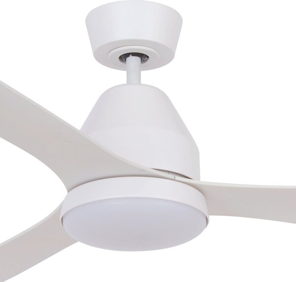 Stropní ventilátor Whitehaven s osvětlením, bílý, tichý – Beacon Beacon Lighting, Whitehaven, stmívatelné, Bílá, Obývací pokoj, Plast, Moderní