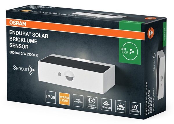 Solární svítidlo Endura Style Bricklume se senzorem, Bílá