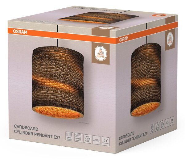 Dekorativní závěsné svítidlo Cardboard Cylinder E27 hnědé