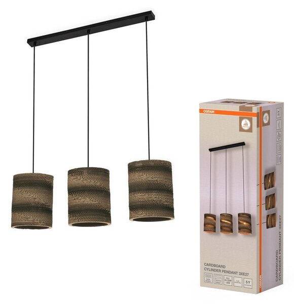 Dekorativní závěsné svítidlo Cardboard Cylinder, 3xE27, hnědé
