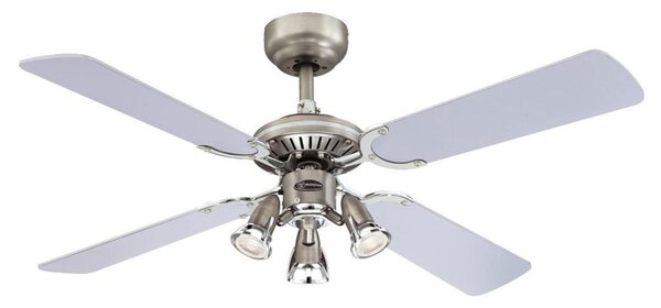 Ventilátor Princess Euro, 3 lopatky, stříbrný/grafitový – Westinghouse Westinghouse, Princess Euro, Šedá, Obývací pokoj, Dřevo