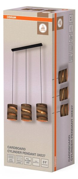 Dekorativní závěsné svítidlo Cardboard Cylinder, 3xE27, hnědé