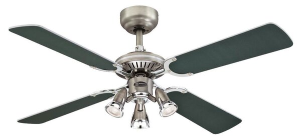 Ventilátor Princess Euro, 3 lopatky, stříbrný/grafitový – Westinghouse Westinghouse, Princess Euro, Šedá, Obývací pokoj, Dřevo