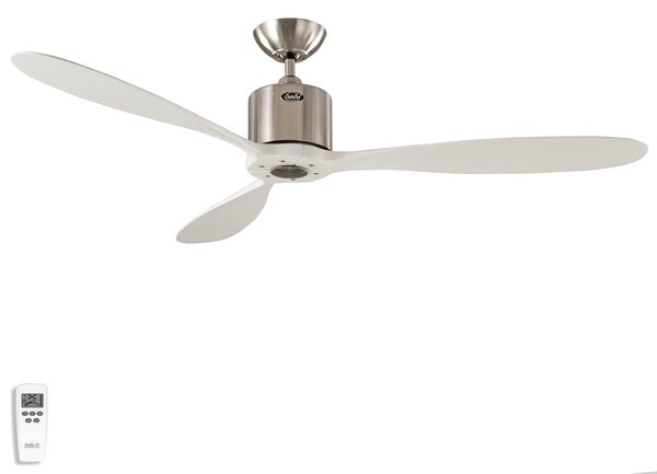 Stropní ventilátor AEROPLAN ECO, chrom/bílá, Ø 132 cm, tichý CasaFan, Aeroplan Eco, Bílá, Obývací pokoj, Dřevo, Moderní