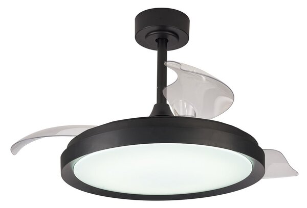 Stropní ventilátor Mistral LED, černý, DC, tichý, CCT – Mantra Mantra Iluminación, Mistral, stmívatelné, Černá, Obývací pokoj, Plast, Moderní
