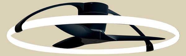 Stropní ventilátor Nepal Smart LED, černý, tichý, na stejnosměrný proud – Mantra Mantra Iluminación, Nepal, stmívatelné, Černá, Obývací pokoj, Kov, Moderní