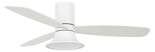 Stropní ventilátor Flusso s osvětlením, bílý, Ø 132 cm, tichý – Beacon Beacon Lighting, Flusso, stmívatelné, Bílá, Obývací pokoj, Dřevo, Moderní