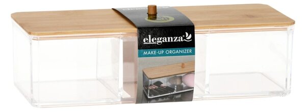 Kosmetický organizér Janet, transparentní/s dřevěnými prvky