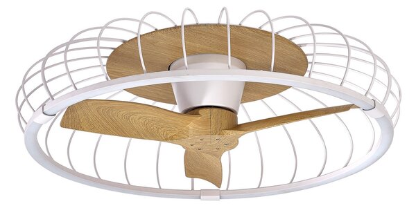 Stropní ventilátor NATURE LED, aplikace CCT, bílá/buk – Mantra Mantra Iluminación, Nature, stmívatelné, Bílá, Obývací pokoj, Plast