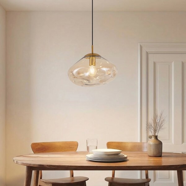 Závěsná svítidlo Lindby, Lelia, stmívatelné, Béžová, Jídelna, Sklo, Design