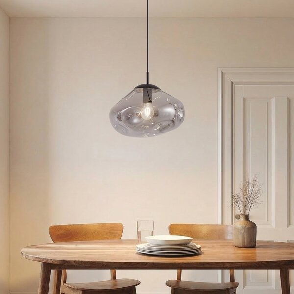 Závěsná svítidlo Lindby, Lelia, stmívatelné, Šedá, Jídelna, Sklo, Design