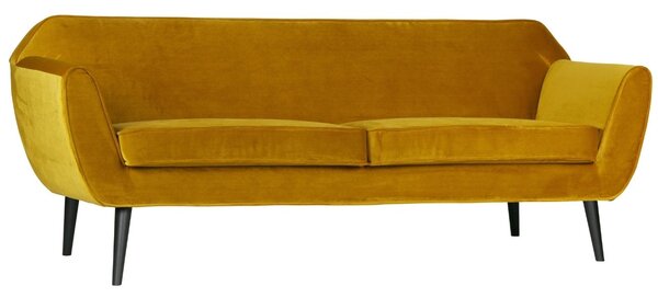 Hoorns Okrově žlutá sametová dvoumístná pohovka Sanba 187 cm