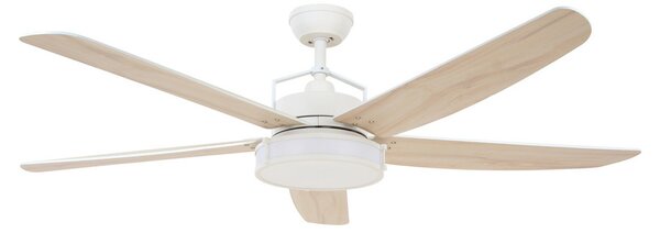 Stropní ventilátor Louisville se světlem, bílý, tichý – Beacon Beacon Lighting, Louisville, stmívatelné, Dřevo, Obývací pokoj, Dřevo