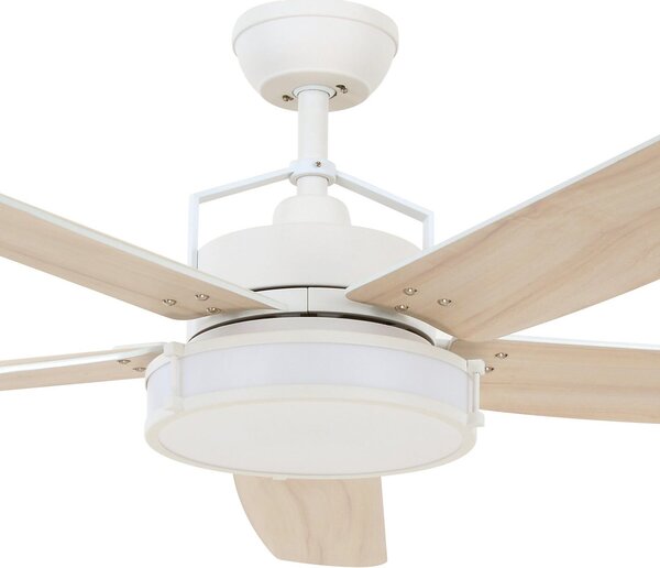 Stropní ventilátor Louisville se světlem, bílý, tichý – Beacon Beacon Lighting, Louisville, stmívatelné, Dřevo, Obývací pokoj, Dřevo