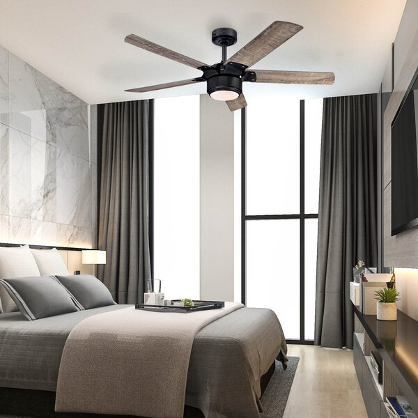 Stropní ventilátor Morris s LED osvětlením, dřevěný, tichý – Westinghouse Westinghouse, Morris, stmívatelné, Dřevo, Obývací pokoj, Dřevo