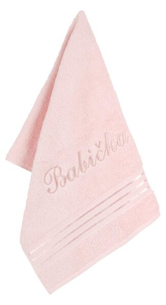 BELLATEX Froté ručník kolekce Linie s výšivkou Babička růžová Ručník - 50x100 cm