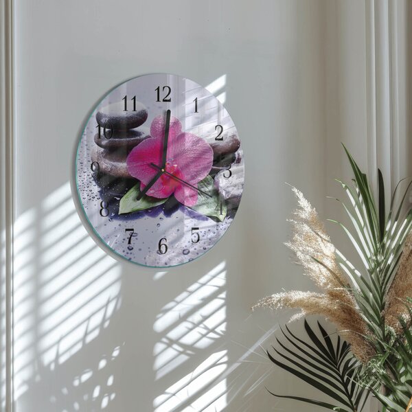 Skleněné nástěnné hodiny Orchidej zsoc-fi30-00178091