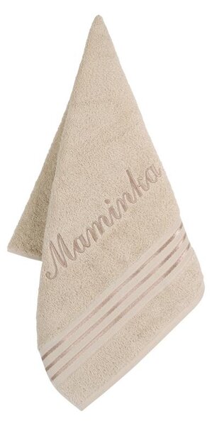 BELLATEX Froté ručník kolekce Linie s výšivkou Maminka béžová Ručník - 50x100 cm