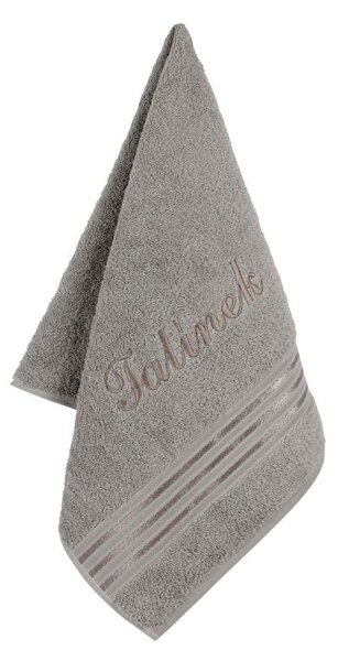 Bellatex Froté ručník kolekce Linie s výšivkou Tatínek tmavě šedý 50x100 cm