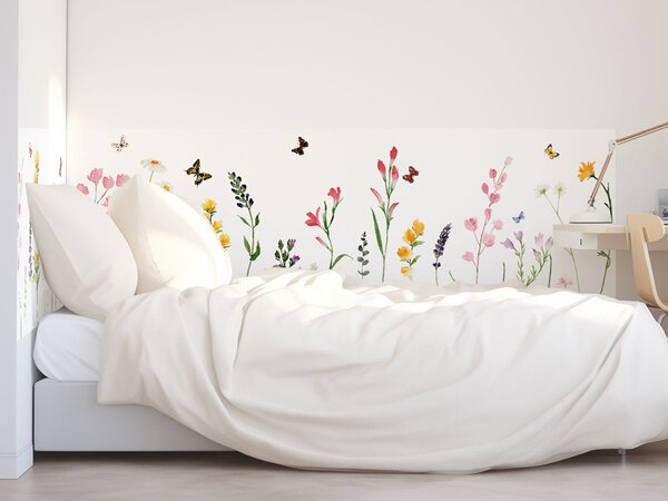 FUGU Květinová ochranná tapeta za postel - Luční květy Varianta ochrany zdi: Delší strana postele 200x65 cm