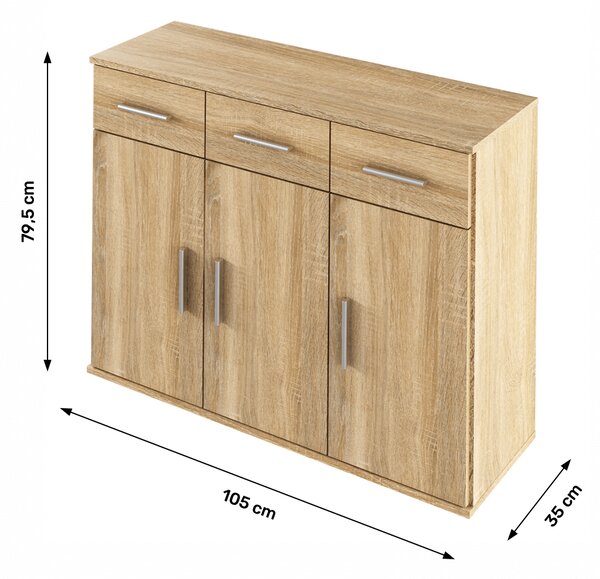 HezkýNábytek.cz Kombinovaná komoda typ 3 Ressan (dub sonoma). 1016739