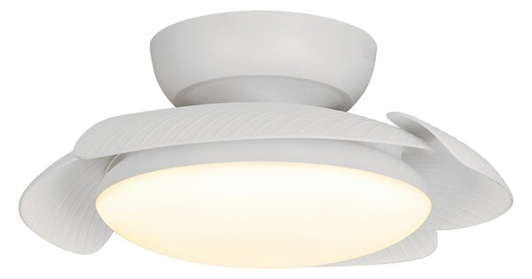 Aloha LED stropní ventilátor, bílý, tichý DC motor, CCT – Mantra Mantra Iluminación, Aloha, stmívatelné, Bílá, Obývací pokoj, Plast, Moderní