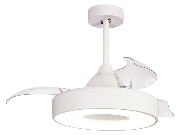 Stropní ventilátor Coin Mini LED, bílý, DC, tichý, Ø 91 cm – Mantra Mantra Iluminación, Coin Mini, stmívatelné, Bílá, Obývací pokoj, Plast, Moderní