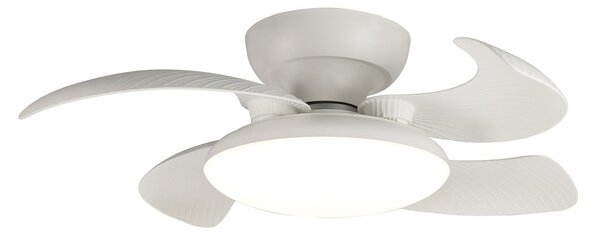 Aloha LED stropní ventilátor, bílý, tichý DC motor, CCT – Mantra Mantra Iluminación, Aloha, stmívatelné, Bílá, Obývací pokoj, Plast, Moderní