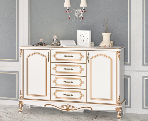VerDesign GOLDEN luxusní komoda, bílo zlatá