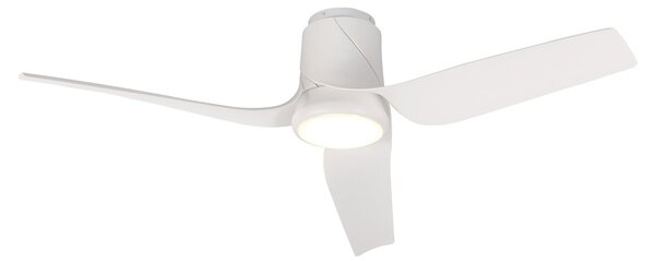Stropní ventilátor Ushuaia s LED osvětlením, bílý, tichý provoz na stejnosměrný Mantra Iluminación, Ushuaia, stmívatelné, Bílá, Obývací pokoj, Plast, Moderní