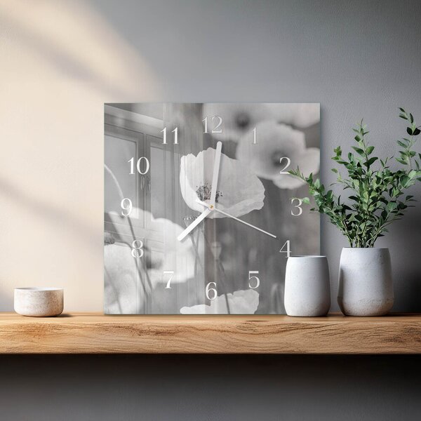 Skleněné hodiny Vlčí máky zskb-30x30-00082677