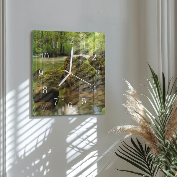 Skleněné hodiny Krajinná řeka zskb-30x30-00081703